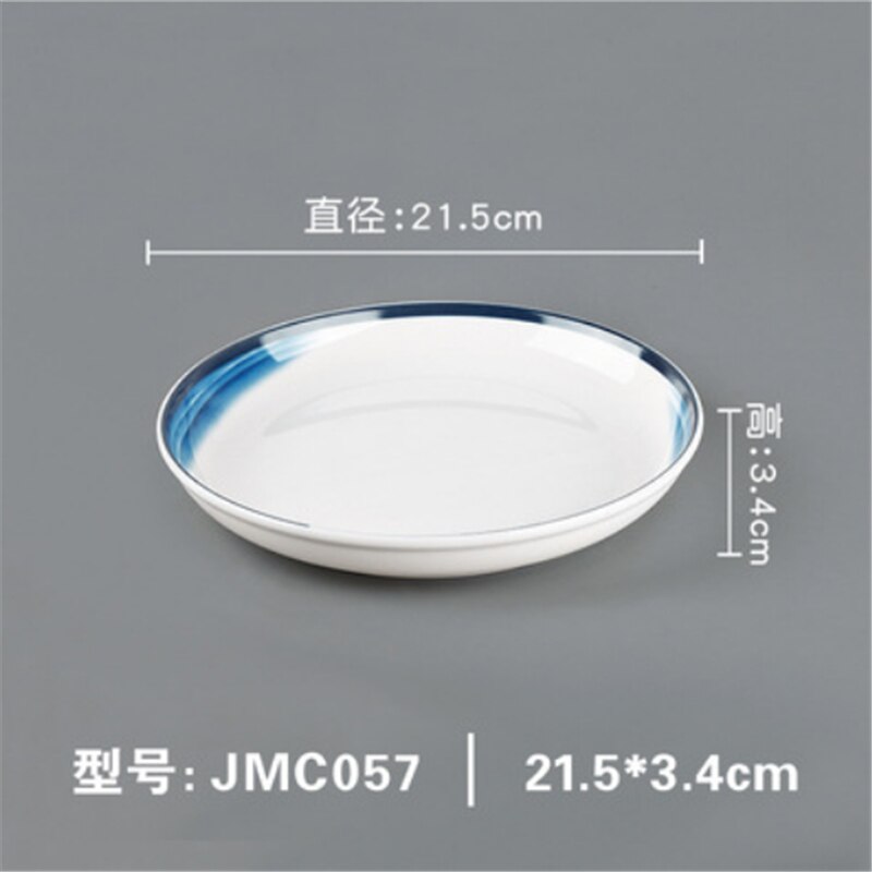Melamin hav blå hvid service phnom penh geometri service keramisk fad porcelæn dessert porcelæn kage tallerken: 21.5 x 3.4
