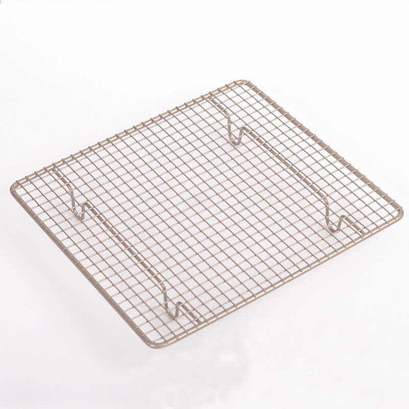 Stainless Steel Non stick Wire Grid Cooling Tray Cake Food Rack Oven Kitchen Baking Pizza Bread Barbecue Cookie Holder Shelf: Gold Small 26x23cm