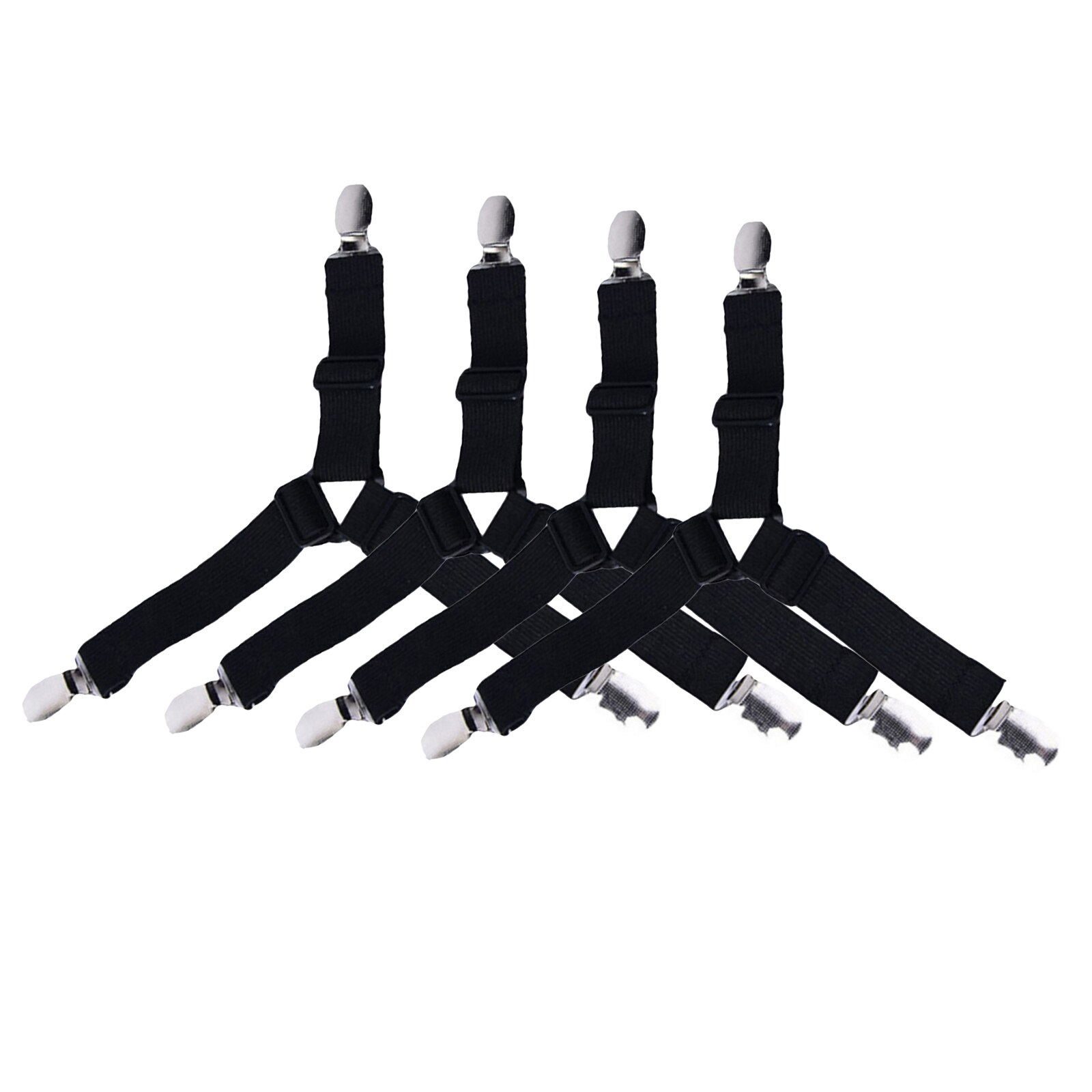 4x drap de lit attaches porte-drap de lit bretelles élastiques gardiens sangles porte-drap de lit bretelles housse de matelas sangles: Black