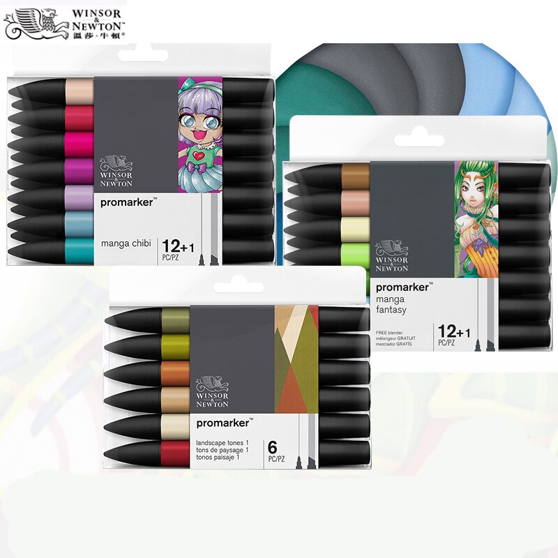 WINSOR &amp; NEWTON Promarker 6/12/24/48/96 Colors Set Twin/ Double Tip Alcohol Based Marker Pens Pro Marker For Artists