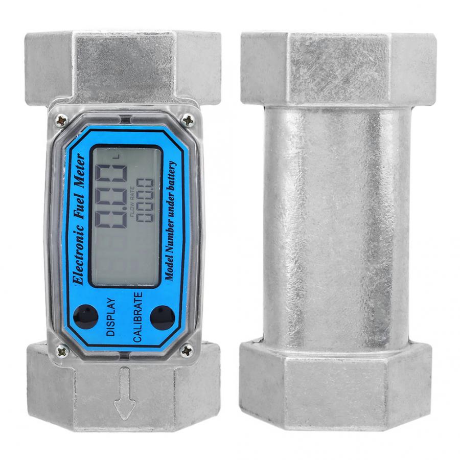 Mini Digital Turbine Flowmeter Diesel Fuel Flow Meter 15-120L 1.5inch NPT Blue
