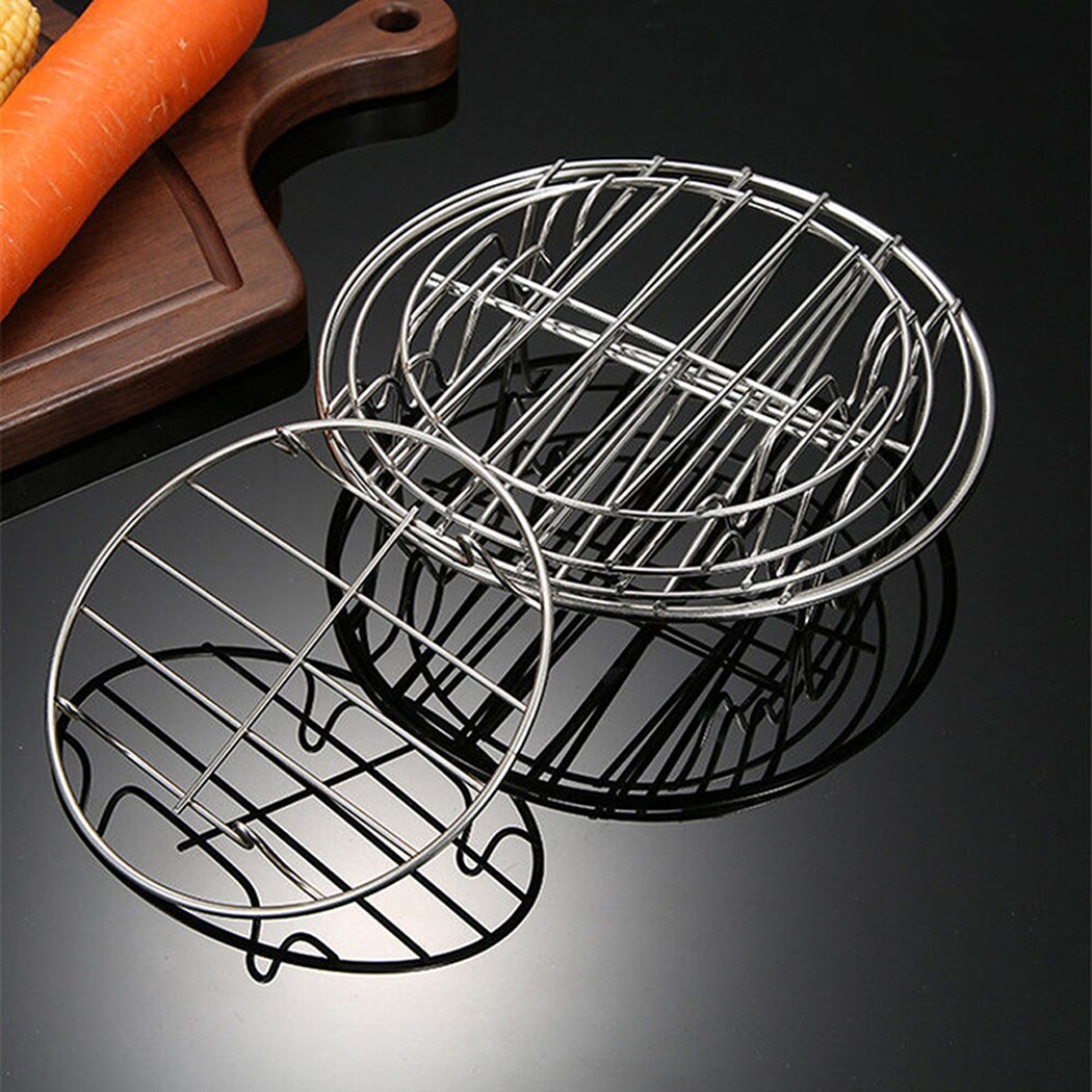 1PC Round Cooking Rack Stainless Steel Steaming Rack Non-Stick Grill Stack Rack Circular Wire Rack Kitchen Accessories S/M/L