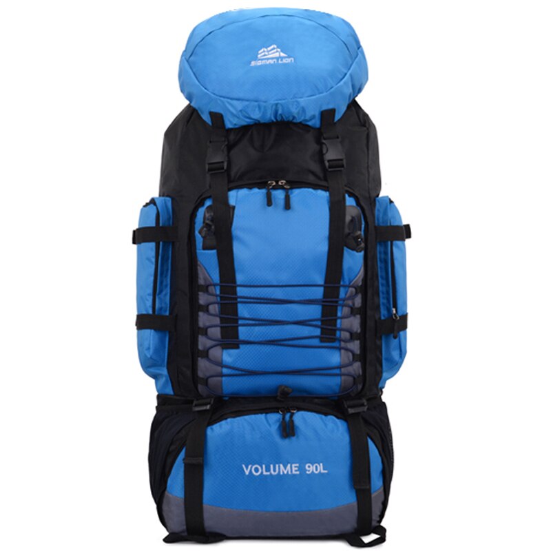 90l ryggsäck vandring ryggsäckar berg ryggsäck vattentät rivmotstånd ryggsäck multifunktionell camping kallning klättring: Blå färg