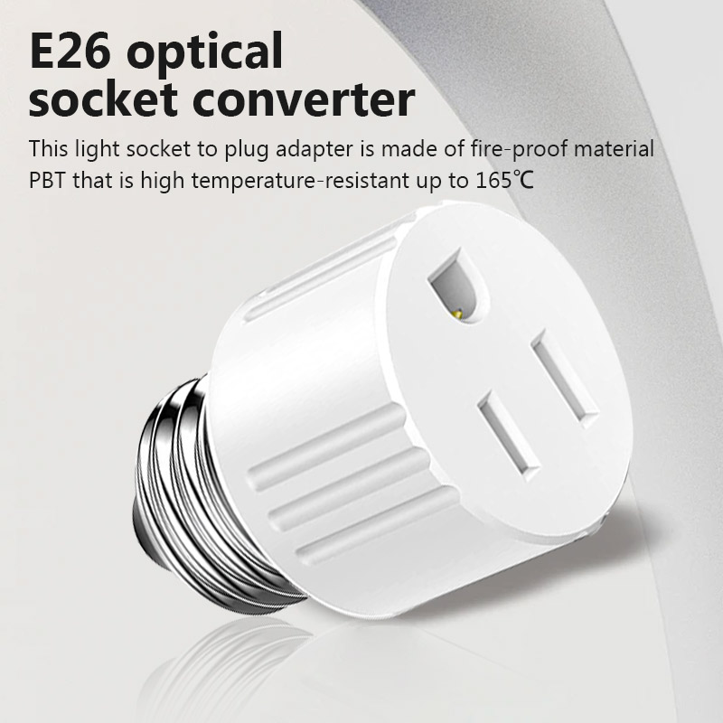 E26 Lamp Holder Converter Flame Retardant Bulb Base Screw Adapter US Prong Light Socket Outlet Fit for 2/3 Prong Convert Accesso