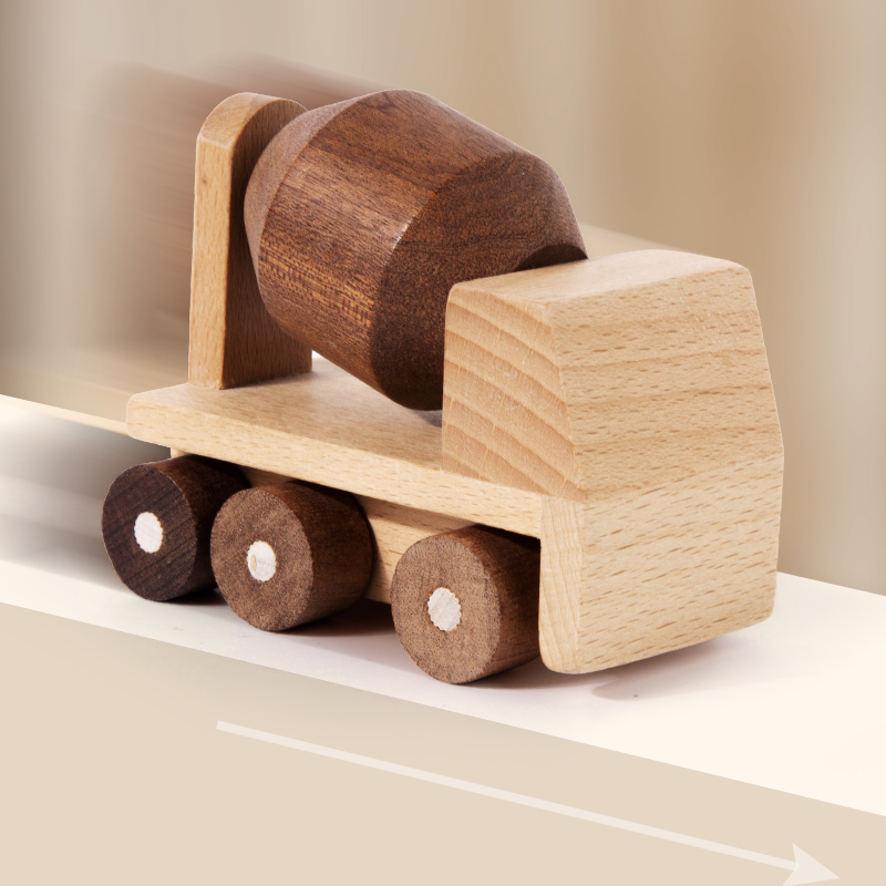 Giocattoli in Legno di Faggio, Blocchi a Forma di Auto, Escavatore Cartoon, Giocattoli Educativi Montessori, Ambulanza e Auto della Polizia per Bambini, Regalo di Compleanno