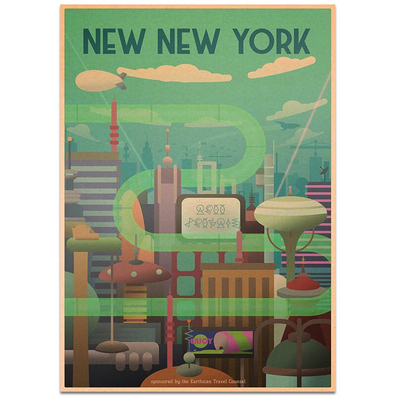 york landemerker plakat bytur veggklistremerke årgang kraftpapir kafé bar hotellinnredning håndmalt landskapsbilde 42 x 30cm: Tcity 253