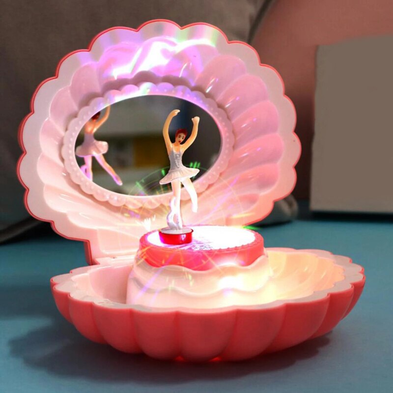Shell Vorm Ballet Meisje Muziekdoos Met Licht Klassieke Retro Melody Voor Verjaardagen Feestdagen Bruiloft En Partijen