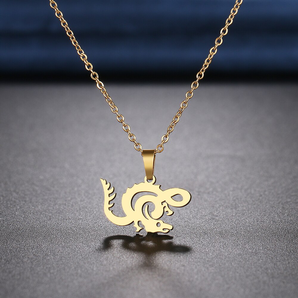 Rvs Kettingen Animal Dragon Hangers Ketting Choker Sieraden Ketting Voor Vrouwen Sieraden Bruiloft: Gold