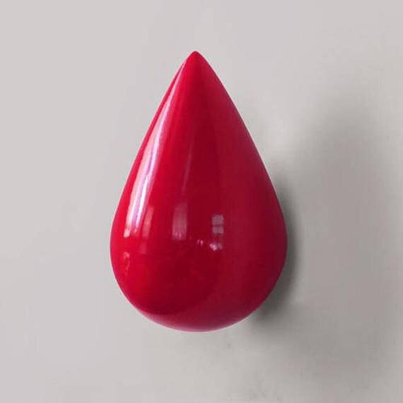 Regndråbe vægkrog massivt træ krog dekorativ vægbøjle hvid sort blå grøn rød gul grå farverig knagerække