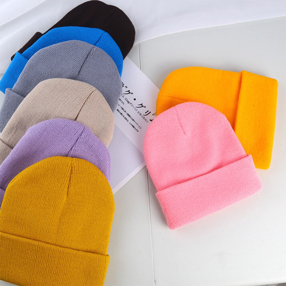 Sombreros de Invierno para mujer, gorros tejidos sólidos, bonitos, gorros para niña, gorros, gorros cálidos, gorros informales para mujer para correr al aire libre