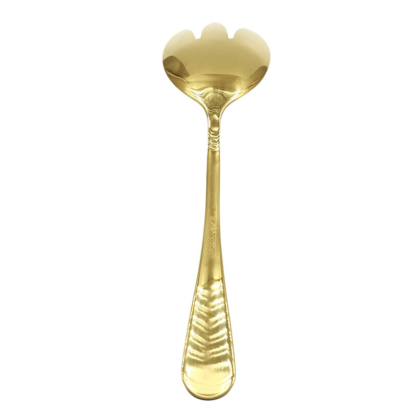 Gouden salade lepel vork 1 stuks salade lepel roestvrij staal bestekset serveerlepelset kleurrijke unieke lepels