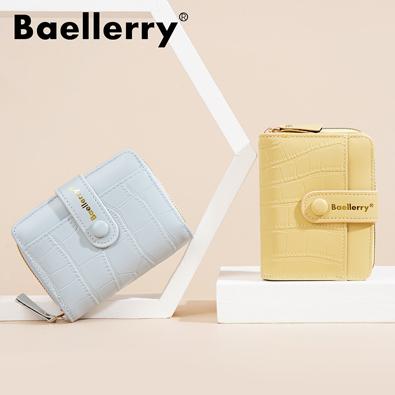 Baellerry-Portefeuille à fermeture éclair pour femme, grande capacité, porte-cartes, sac à main femme, poche à monnaie, motif pierre, supérieure, fille,