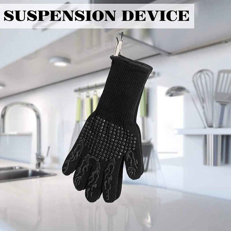 Bbq Handschoenen 800 Graden Warmte-isolatie, Brandwerende, Antislip Siliconen Handschoenen, Barbecue Handschoenen, gebruikt Voor Koken Oven Barbecue