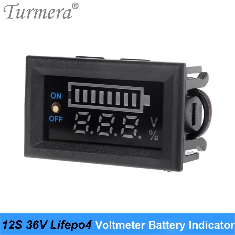 Turmera 10S 12S 36V Lithium Lifepo4 Batterij Indicator Voltmeter Display Met Schakelaar Batterij Voor 36V 42V E-Bike En E-Scooter Gebruik: 12S 36V Lifepo4