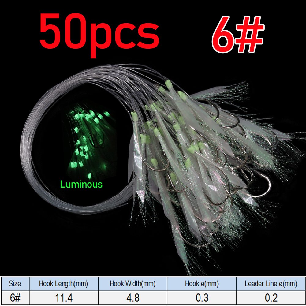 Lionriver Sabiki-señuelo de pesca suave, cebo Flash, piel de pescado, oropel de cristal, anzuelos de cuerda luminosos con púas, pesca en agua salada: Blanco