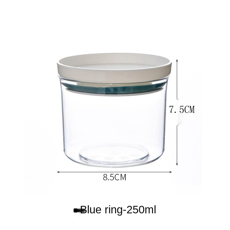 Sealed Cans Moisture-proof Storage Food-grade Grain Boxes Plastic Transparent Bottles Rice Container Smell Proof Kitchen Jars: Blue circle 250ml