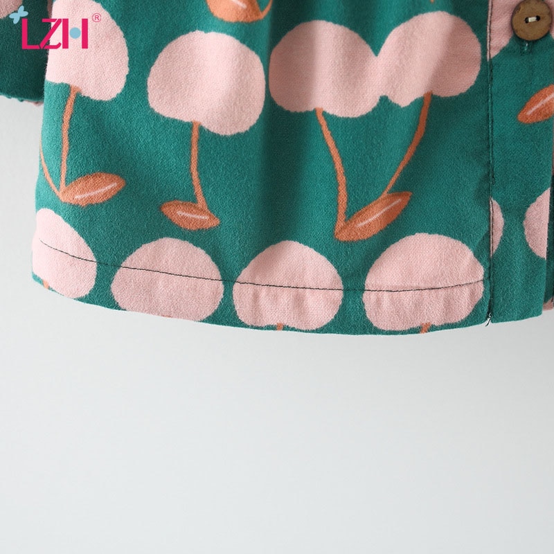 Lzh Herfst Winter Voegen Kasjmier Jas Meisjes Jurk Schattige Afdrukken Lange Mouw Meisje Kleding Warm Katoenen Jas 0 1 2 3 Jaar