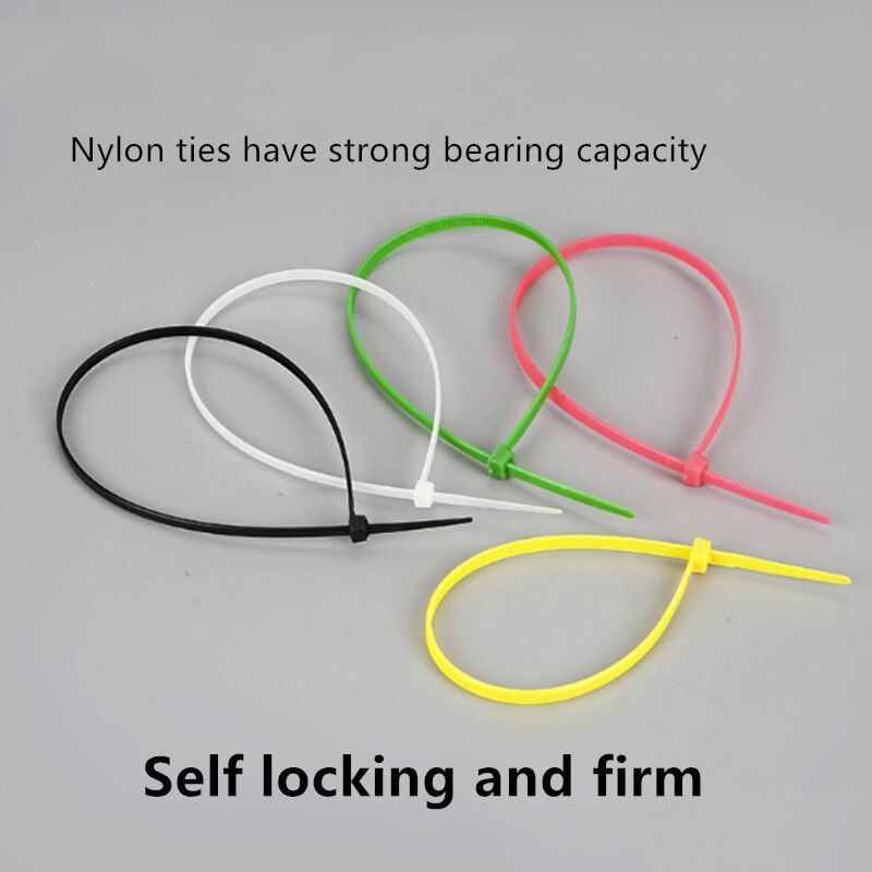 100 stücke von selbst-Verriegelung kunststoff Nylon krawatten 3*60-5*300 multi spezifikation zug krawatten, nicht leicht zu brechen kabel reißverschlüsse