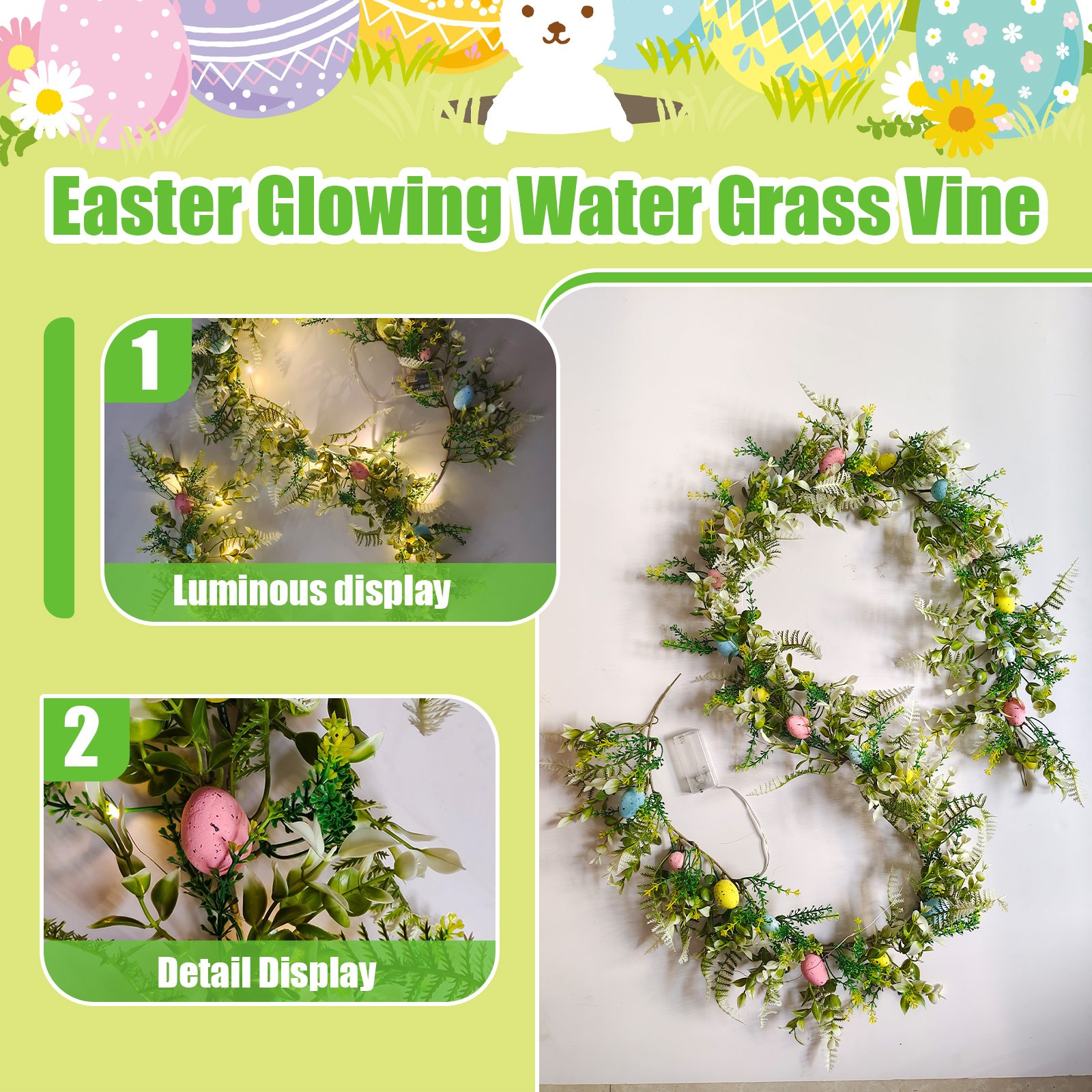 Garland Voor Mantel, Norfolk Krans Pasen Decoraties Paasei Krans Wijnstok Ring Hanger Groen Interieur Raam Decor