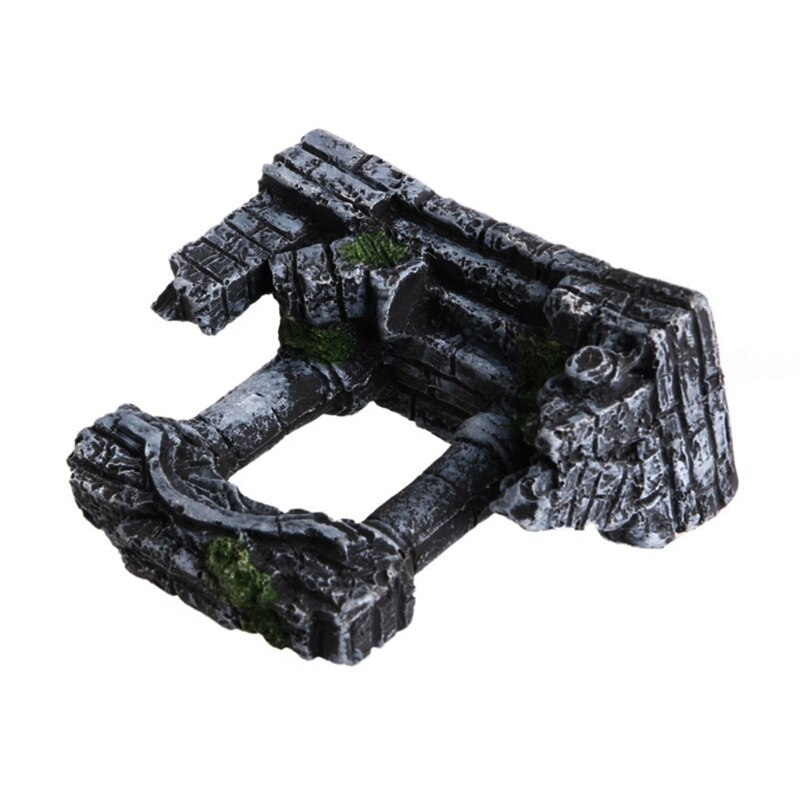 Resin Rome Square Stone Pillars Aquarium Landscaping Fish Tank Decor Bi-Columns