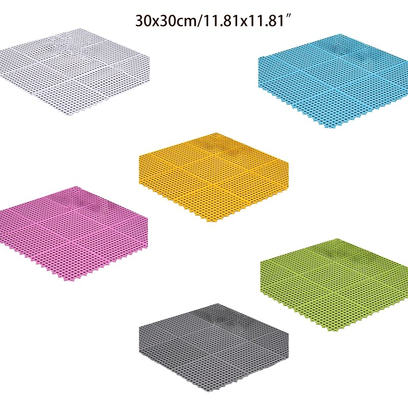 Square Shower Mat Non-Slip Bath Mats Anti-skid Bathroom Massage Mat Hollow Drain Holes Bathtub Carpet Kitchen Splicing Pads