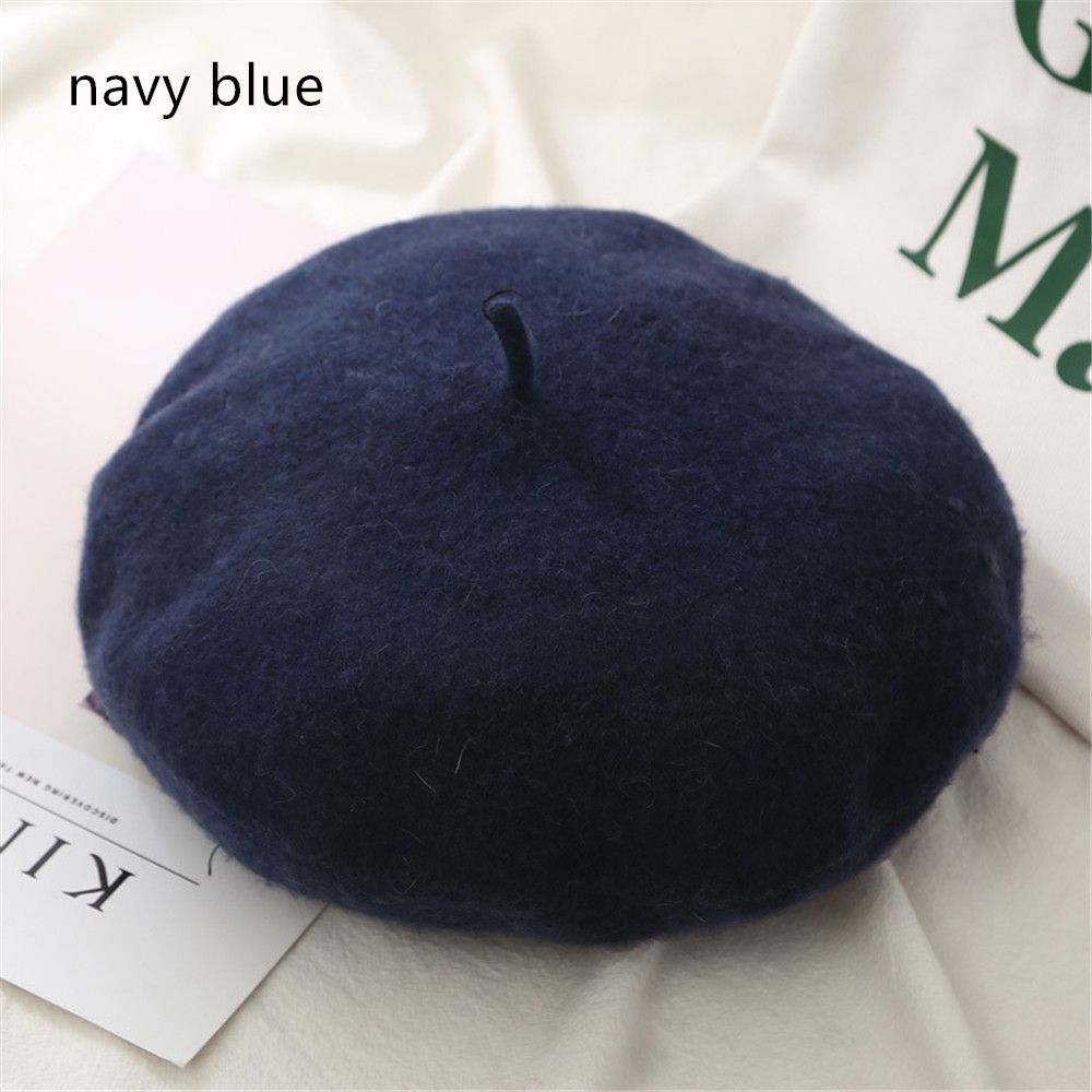 Gorros de boina de fieltro para otoño e invierno, sombrero de pintor francés a la para mujer, boinas de Color sólido a la para niñas, gorra plana multicolor para mujer