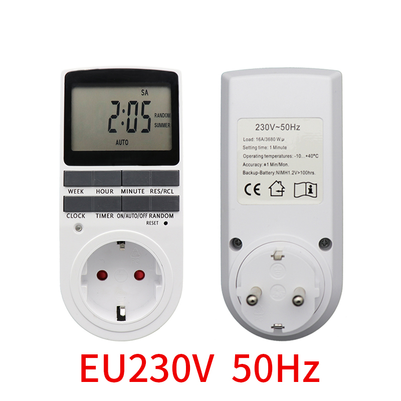 Electronic Digital 220V Timer Switch 24 Hour Cyclic EU UK AU US BR FR Plug Kitchen Timer Outlet Programmable Timing Socket: Brown