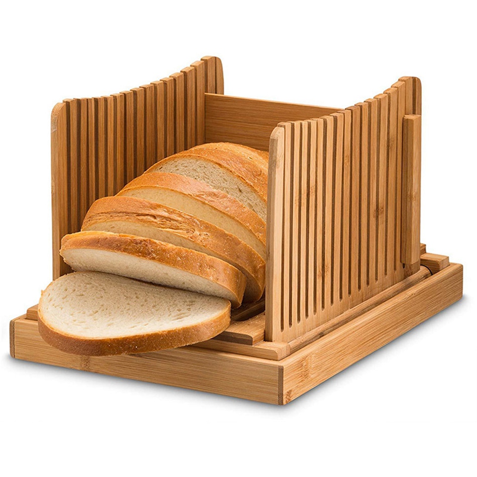 Bamboe Brood Slicer Snijden Gids Hout Brood Cutter Voor Zelfgemaakte Brood Broodjes Bagels Opvouwbare Handleiding Snijmachines Keuken Gereedschap