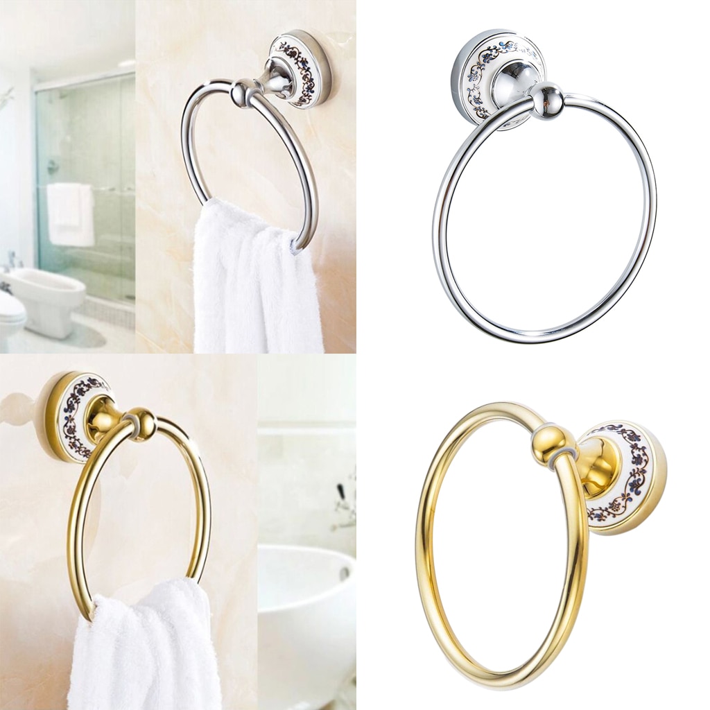 Soporte de toalla de mano para baño, colgador de anillo de toalla colgante, accesorios de baño para Hotel de estilo redondo, montaje en pared de acero inoxidable