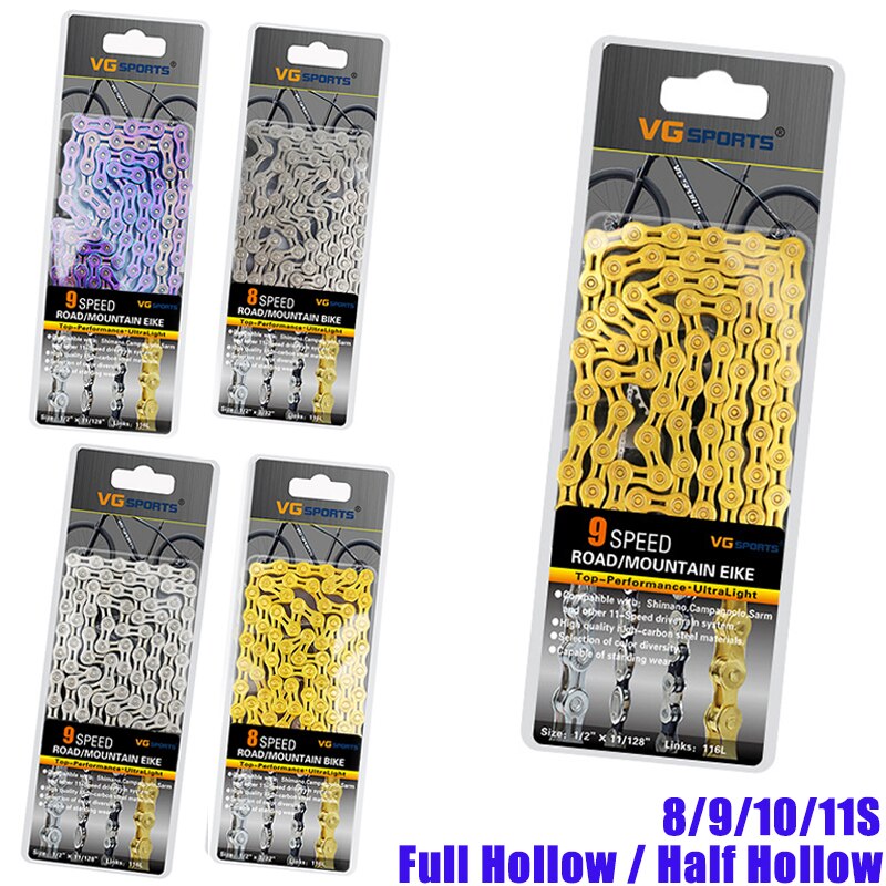 Vg sport 8-11 speed 116l fiets fietsketting mtb racefiets half/holle legering ultra lichte ketting vervanging voor 8/9/10/11 speed