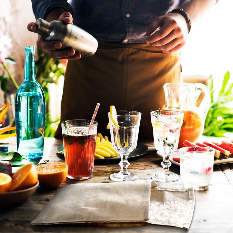 Mazo de hielo y bolsa de hielo-martillos de madera y sacos de algodón para triturar hielo, Kits de barman, herramientas de Bar accesorios de cocina