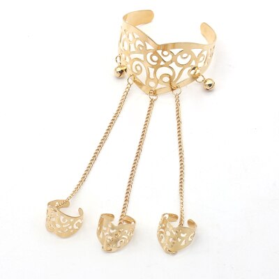 Pulsera combinada de anillos ahuecados con cadena para dedo, joyería conectada, accesorios, Roamtantic Nu, gótico, Victoriano, Punk: gold