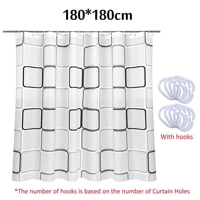 240/200/180/150 Plastic Shower Curtain With Hooks Mildew Proof Translucent Bathroom Curtains Home Waterproof Modern PEVA Curtain: 180x180cm