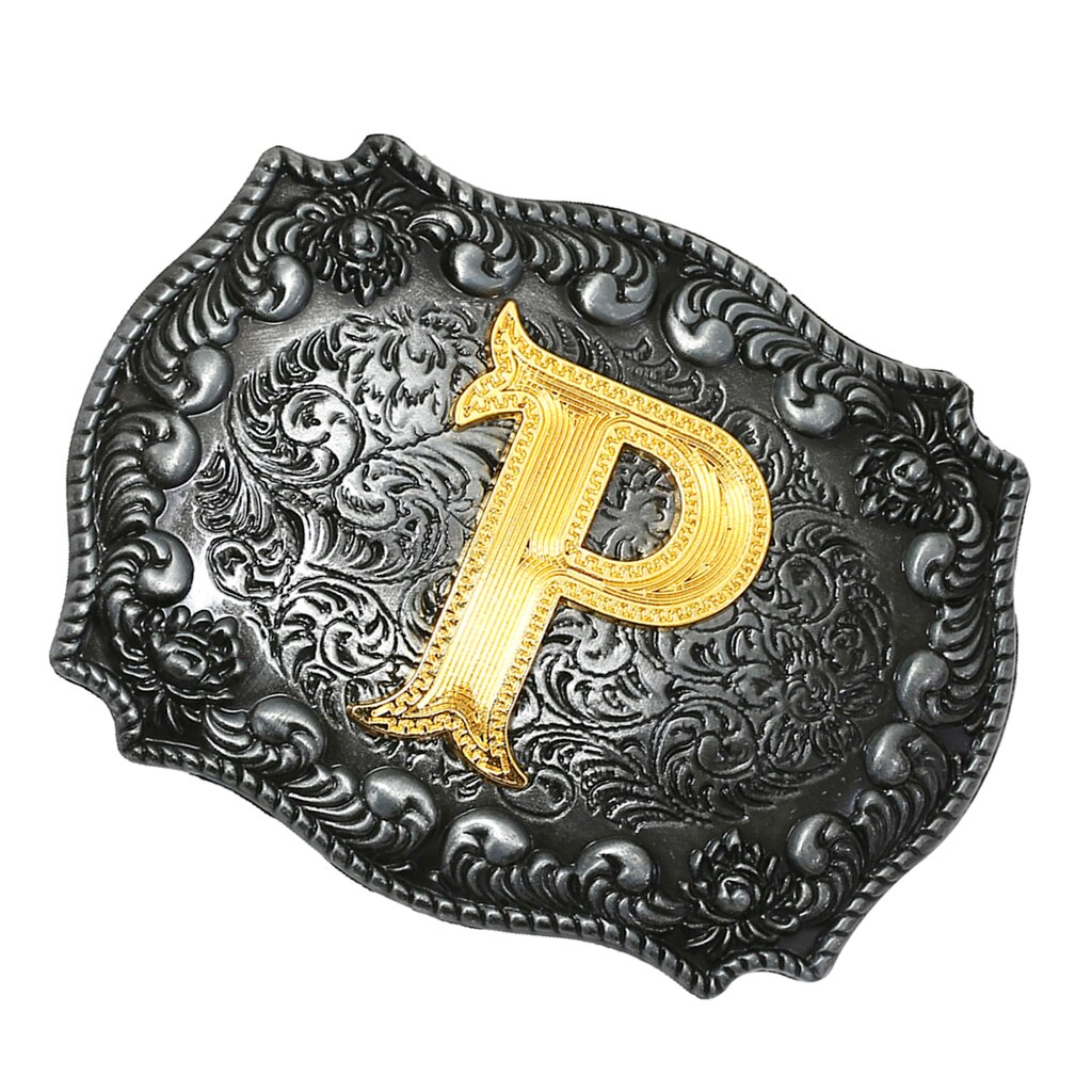 Men Western Cowboy Texas Rodeo Belt Buckle Jewelry Initial Letters A-Z Novelty Man Belt Buckle