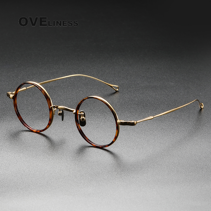 Montura de gafas de titanio puro para hombre, monturas de gafas graduadas ópticas redondas Vintage para miopía, gafas Retro Titan para mujer 2025: Rojo