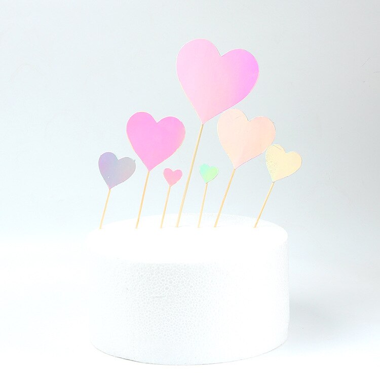 Cakelove 7pcs/Set Red Gold Heart Shape Cake Topper with Toothpick Cake Decorations for Wedding Birthday Party Cute Lovely: heart 2