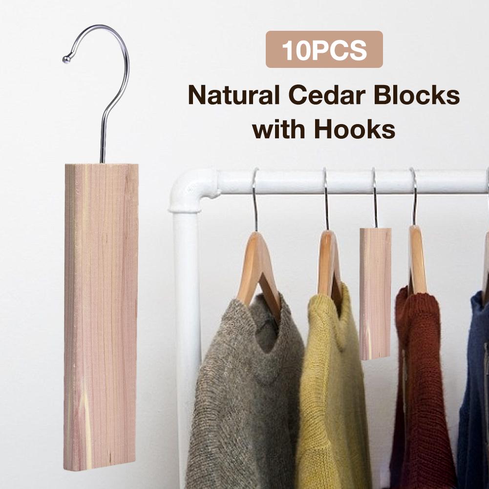10Pcs Ceder Hang Ups Set Natuurlijke Ceder Blokken Met Haken Voor Kleding Kasten Lades Kasten En Opbergdozen