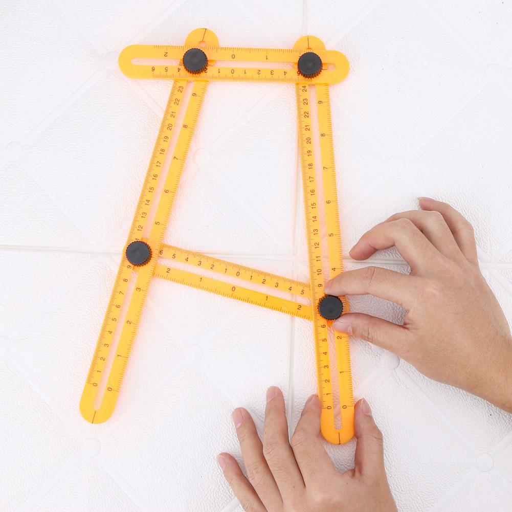 Multi Angle Ruler Template 4 Folding Angle Measuring Tool Instrument Brick Tile Wood Corner Products Foldable Ruler Protractor