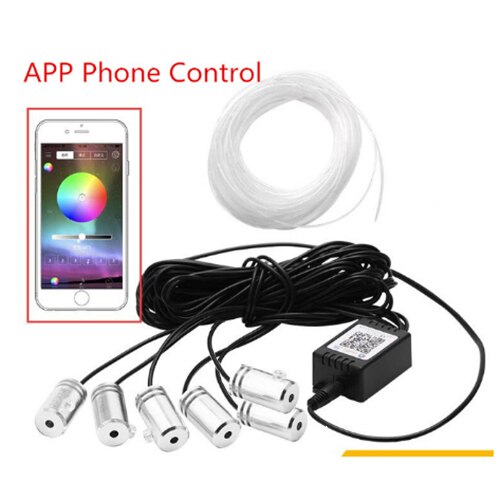 6 in 1 8M Geluid Actieve EL Neon Strip Licht RGB LED Auto Interieur Licht Multicolor Bluetooth Telefoon Controle sfeer Licht 12V