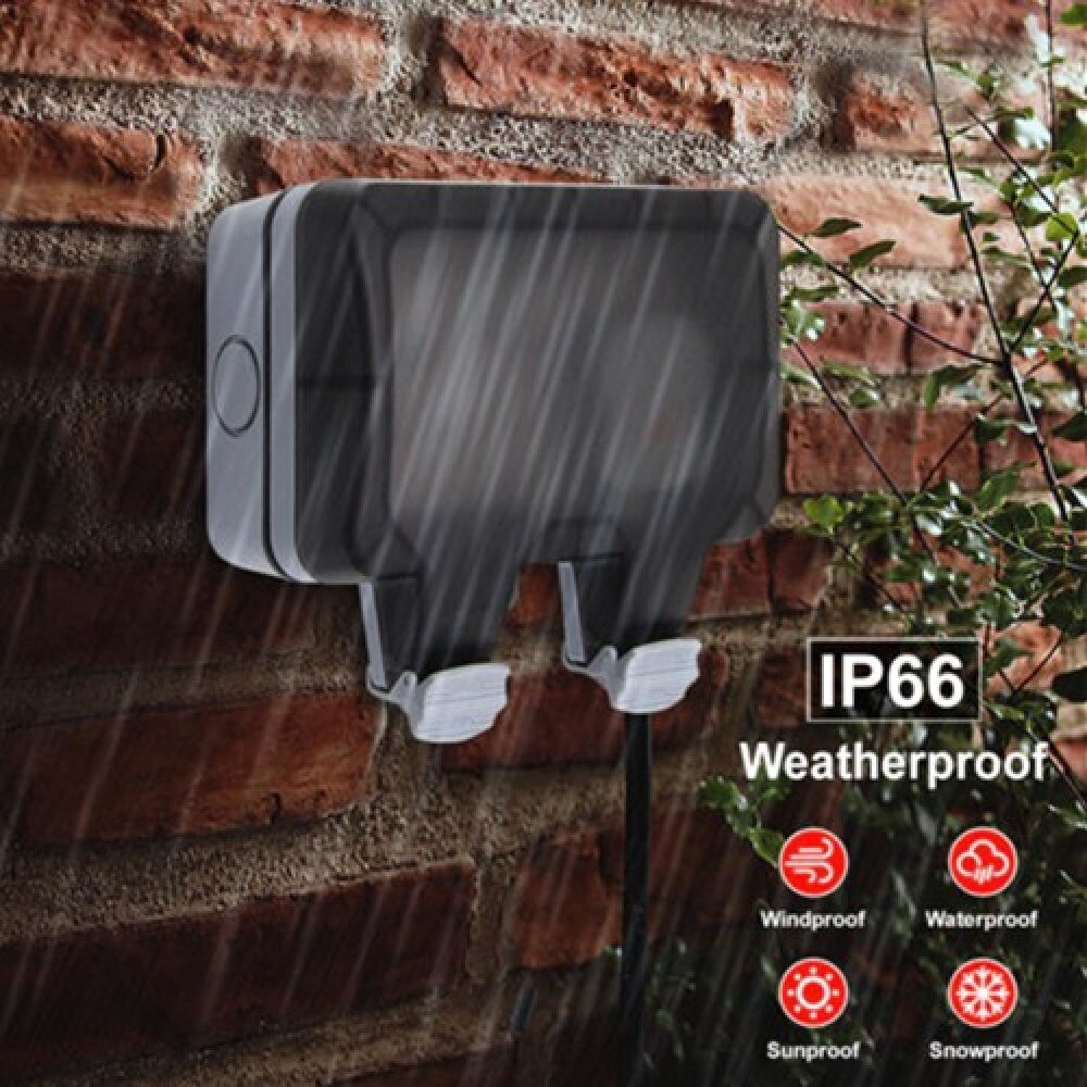 Weatherproof 2 Gang Socket Multi Functional Six Hole Ip66 Outdoor Waterproof Dual Power Socket Box Dustproof 13A Wall Socket