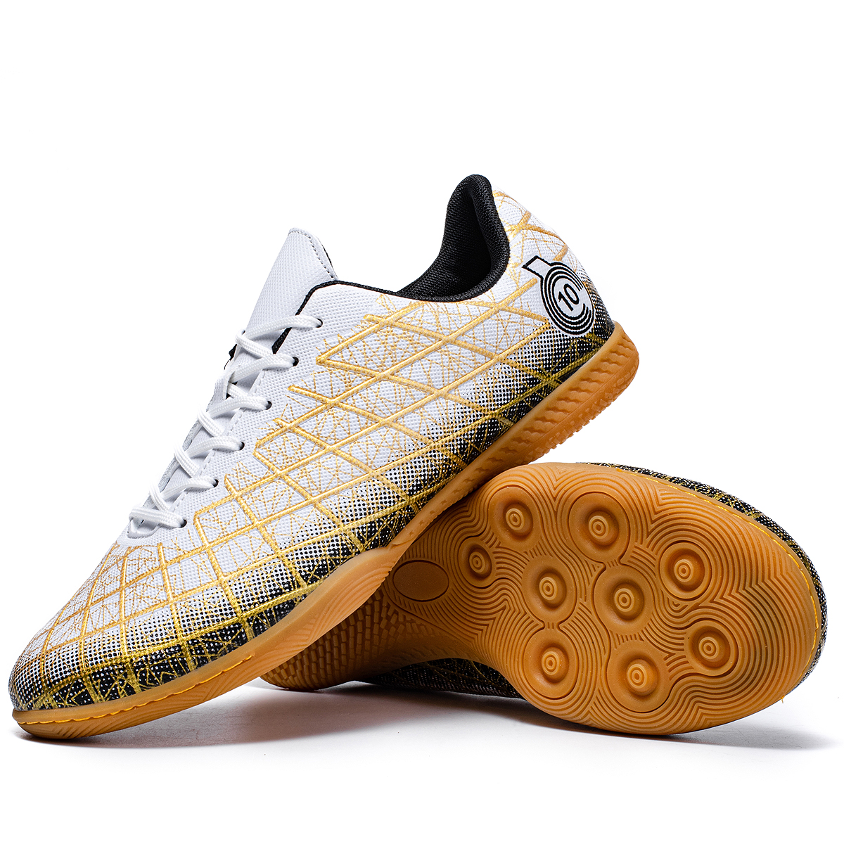 Voetbalschoenen, trainingsschoenen voor heren met platte bodem voor binnen, 5-a-side sportschoenen geschikt voor houten en cementvloeren: GRIJS / 39