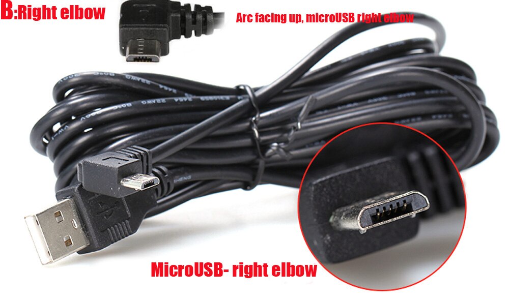 Car Charging curved MICRO USB Extended Cable for70mai xiaoyi mijia 360 Car DVR Camera c,Cable lengh 3.5m ( 11.48ft ): MicroUSB right elbow