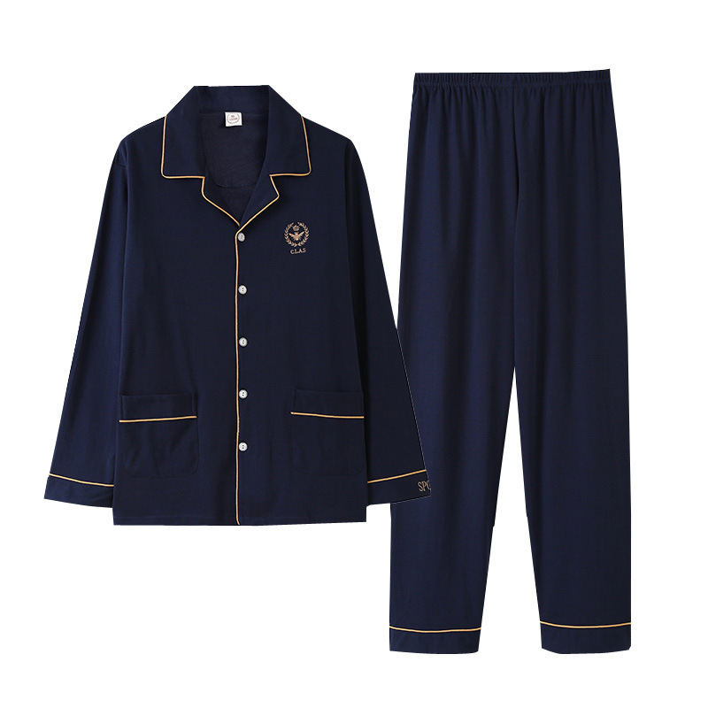 Pyjama en coton Super Large pour hommes, automne-hiver, ample, taille élastique, ensemble grande taille 3XL 4XL 5XL 6XL 7XL 8XL: blue / 8XL