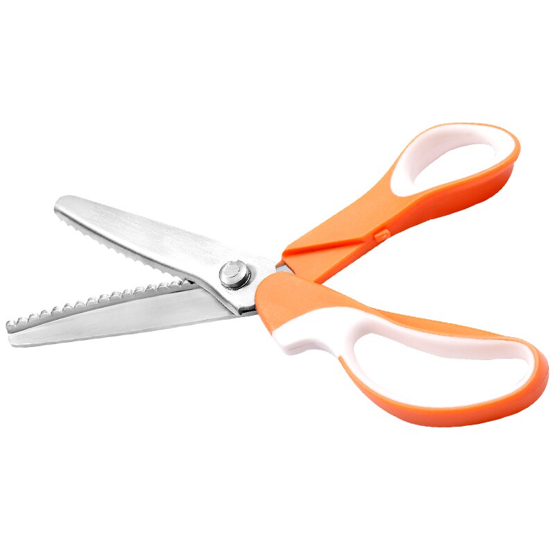 SHWAKK 1Pcs Stainless Steel Dressmaking Zig Zag Cut Scissors Sewing Scissors Cross Stitch Warp Head Tilt Up Scissors Cutter: Orange