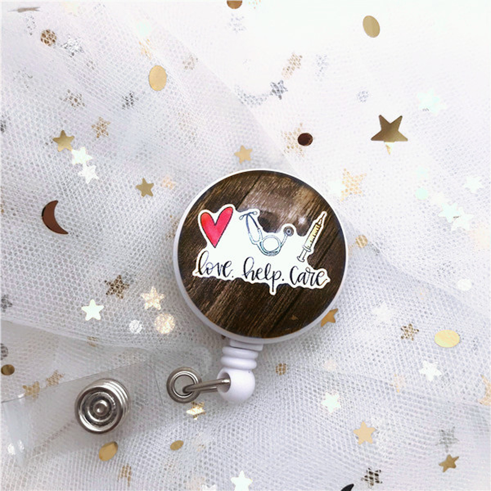 Hospital Cute Cartoon Reel Clip ID Card Retractable Badge Reel Nurse Doctor Badge Holder Name Card Holder: green