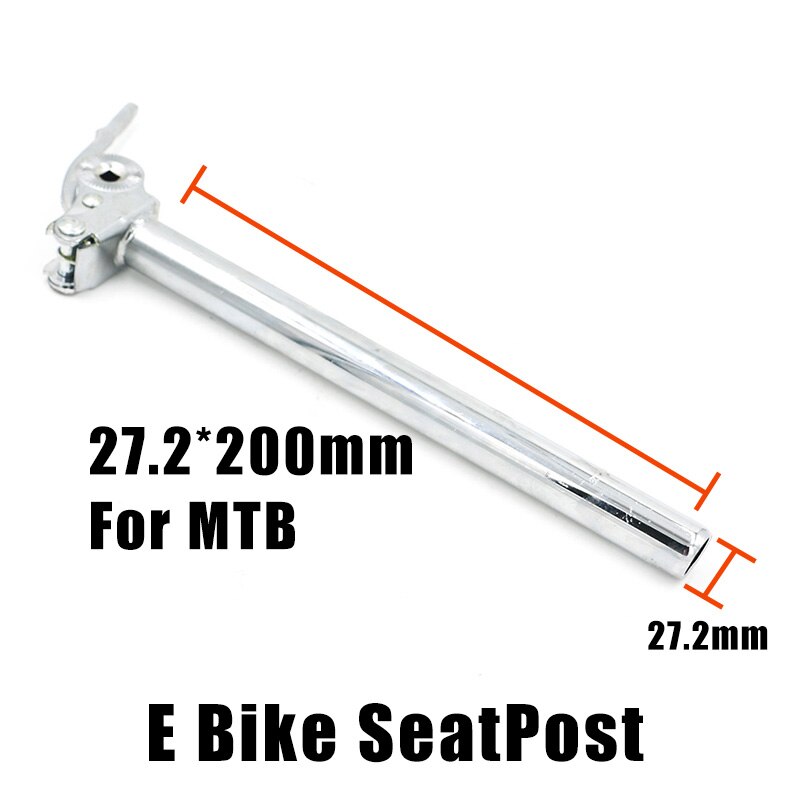 Jue Shuai Adjustable Electric Bike Reversible Seat Post Diameter 25.4 27.2mm Length 200 300 350mm Black Silver seatpost: 27.2 200MTB