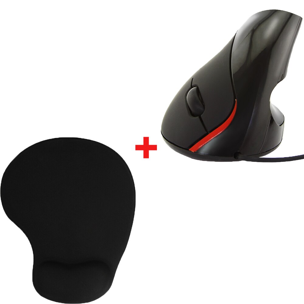Wired Vertical Mouse Ergonomic Healthy Gaming Computer office Mause 5 Buttons USB Optical Mice Gamer For Laptop PC: Black Mouse and pad