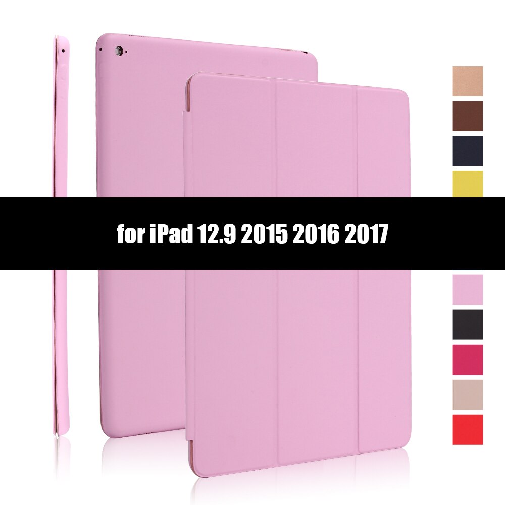 Ultradunne smart case cover voor ipad pro 12.9 12.9 inch magnetische pu-leren opvouwbare folio-hoes voor ipad 12.9: Roze -1