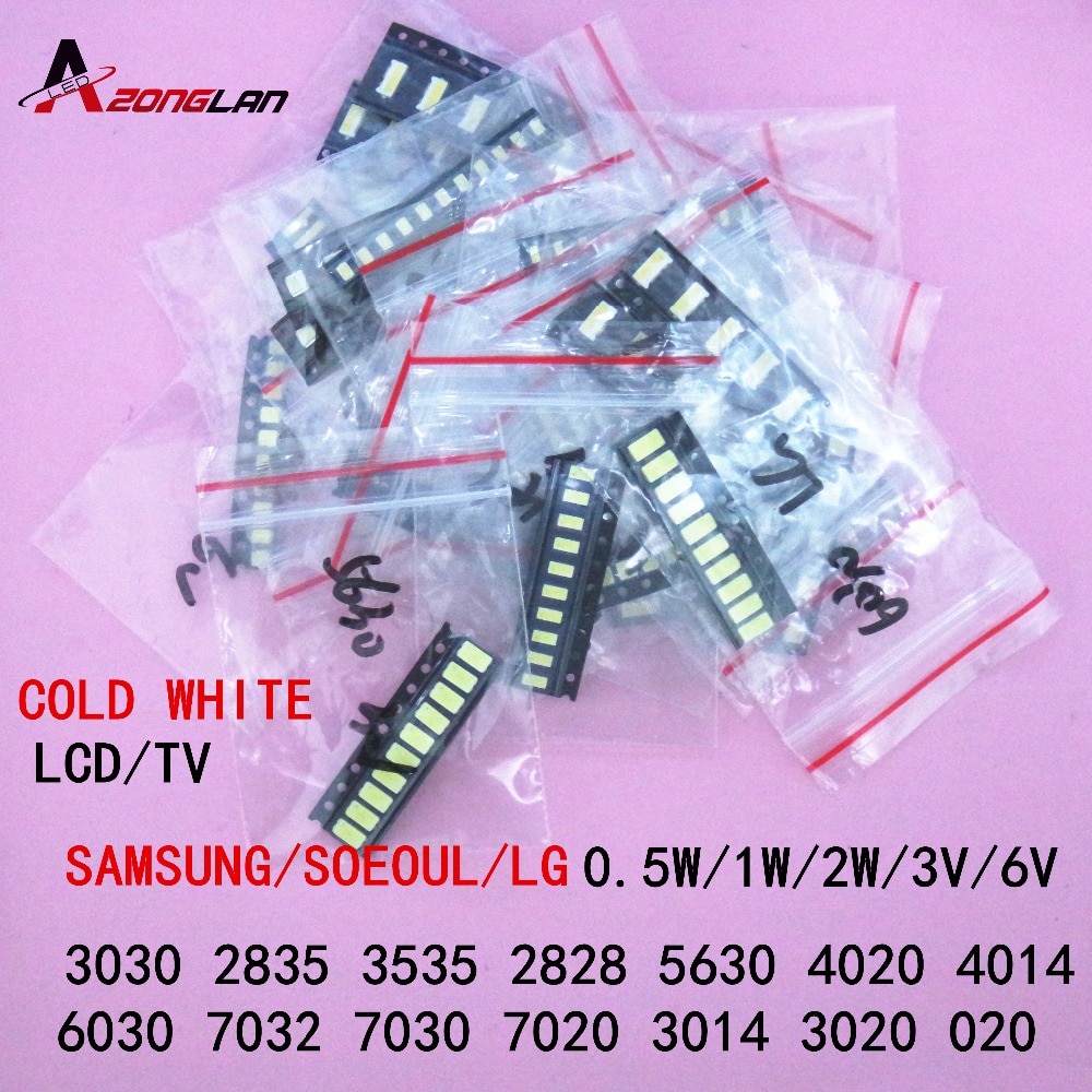 1w/0.5w smd led kit 3v/6v 2835/3030/3535/4020/2828/6030/7020/7030/7032 koud wit voor tv achtergrondverlichting kralen 15 waarden  *10 stuks = 150 stuks