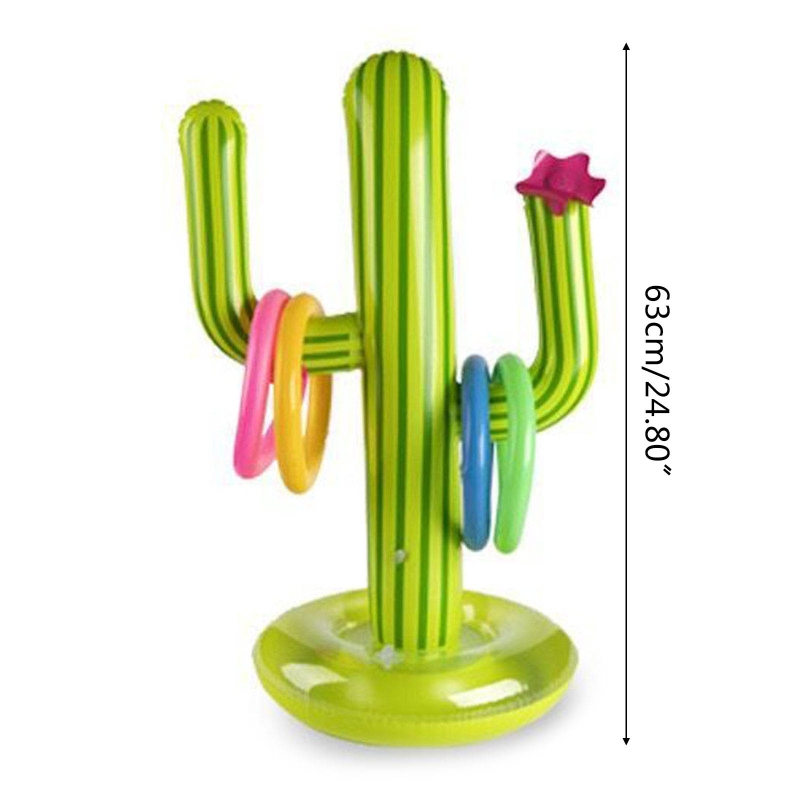 Inflatable Cactus Outdoor Games Pool Float Water Toys Inflatable Pool Float Ring Toys Realistic Ring Toss Game for Sea